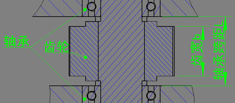 齿轮齿宽与轴承跨距示意图 - 工况参数计算辅助图